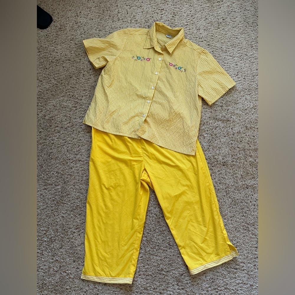 Vintage Adrian Delafield for Haband Women's Top & Capri Pant Set/Suit Size XL